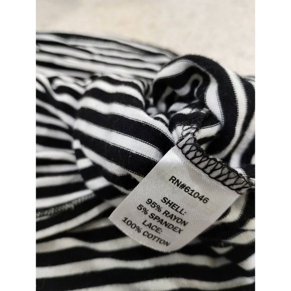 Vanity Lace Back Top, Black/White Stripes, High to Low Style, M - Picture 6 of 10